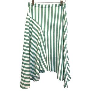 Lucy Paris Green and White Striped Midi Skirt Women’s Size XS